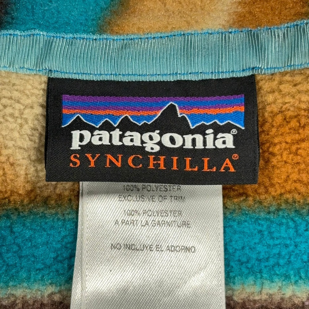 Patagonia Synchilla Snap-T Pullover Womens S Teal Brown Aztec Geometric Fleece - Picture 4 of 10